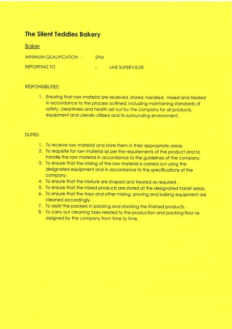 Baker vacancy available at The Silent Teddies Bakery